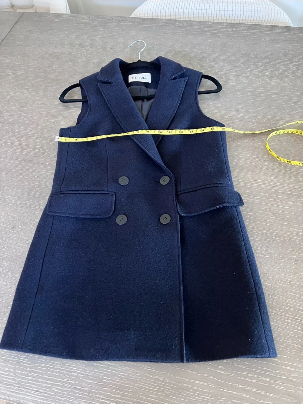The Fold navy blue Sleeveless Double-Breasted Vest Coat